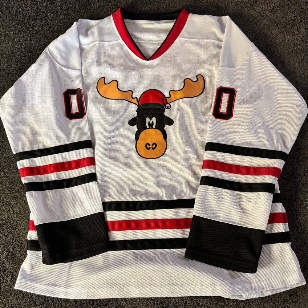 Hockey Jerseys #00 Movie Men's Christmas Stitched S-4XL White X-Large